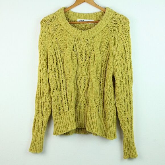 Zara Sweaters - Zara S Mustard Cable Knit Chunky Sweater Pullover Fall Oversized Fisherman